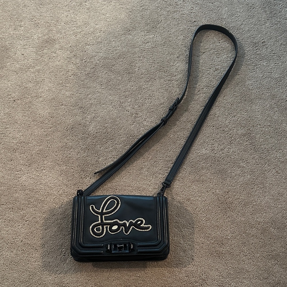 Rebecca Minkoff Black Crossbody Bag with Love Embroidery